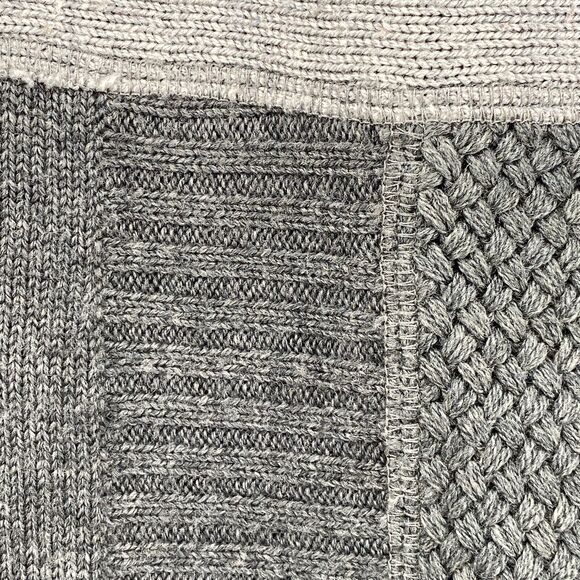 FISHER FOUND Sweater S EILEEN FISHER Patchwork Crafted Jumper Crochet Gray USA - Picture 6 of 13